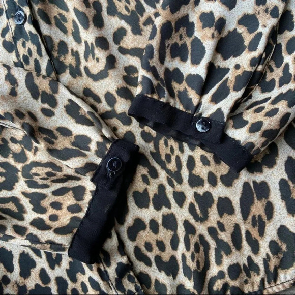 Zara Leopard Print Button Down Blouse - Picture 10 of 16